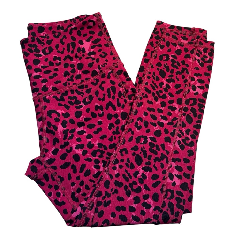 Leopard Print Leggings Medium LegEnd Pink Black Animal Cropped Stretchy Pockets